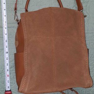 Moda Luxe Oliver Suede Detail Backpack, Cognac w/Handle, Strap & Backstraps